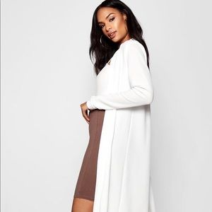 Tall Collarless Duster Jacket White NWOT